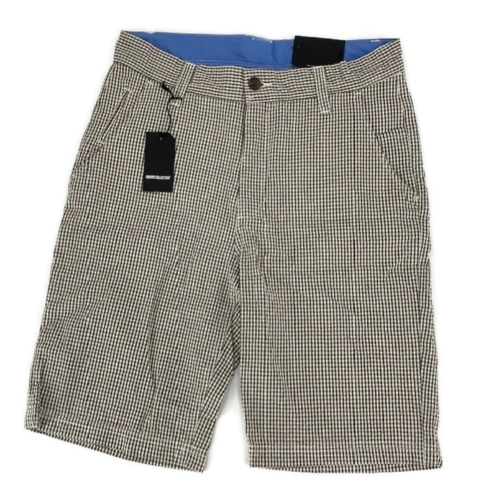 Report Collection Tan Gingham Casual Shorts Men's 30